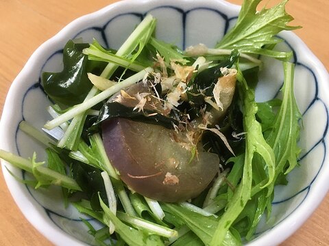 さっぱりおつまみ*茄子と水菜の生姜ポン酢サラダ
